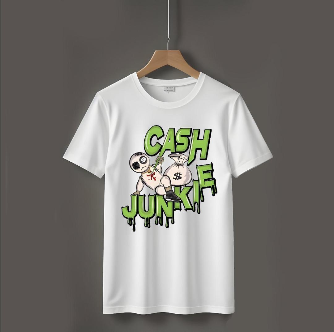 CASH JUNKIE PRINTED T SHIRTS FOR BOYS WHITE COLOUR