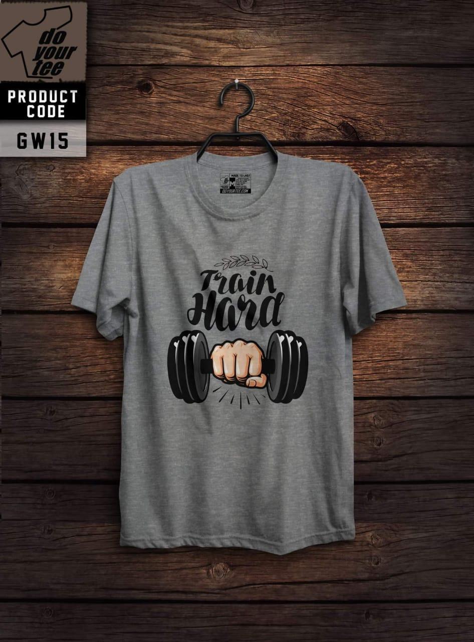 TRAIN HARD PRINTED T SHIRTS FOR BOYS GREY COLOUR