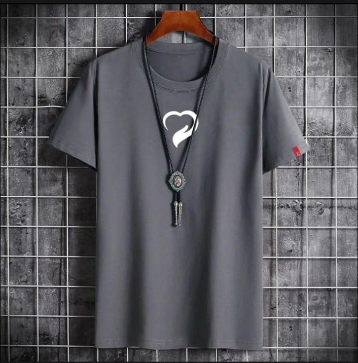 HEART PRINTED T SHIRTS FOR BOYS GREY COLOUR