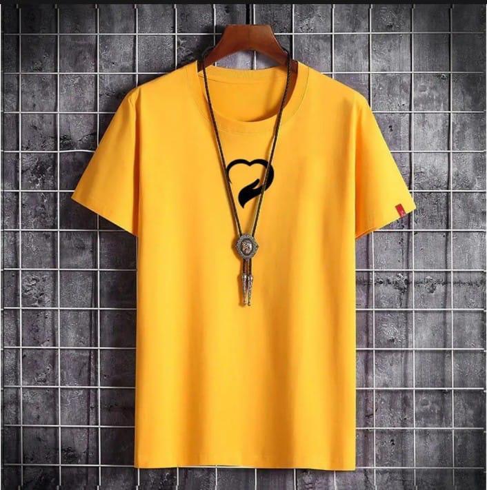 HEART PRINTED T SHIRTS FOR BOYS YELLOW COLOUR